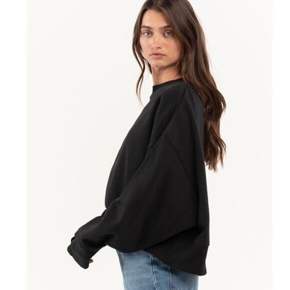 Nike Phoenix Fleece Oversized Crew Crop Sweatshirt Black - Picture 10 of 10